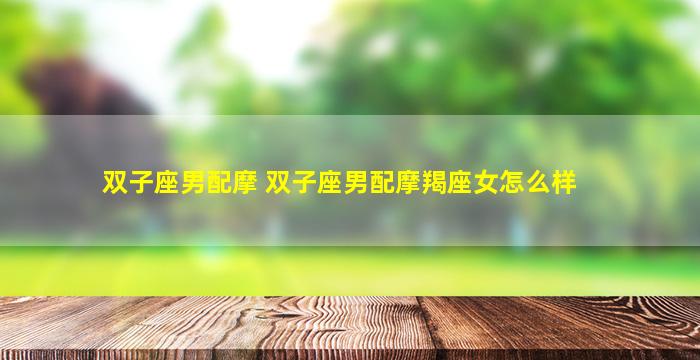 双子座男配摩 双子座男配摩羯座女怎么样